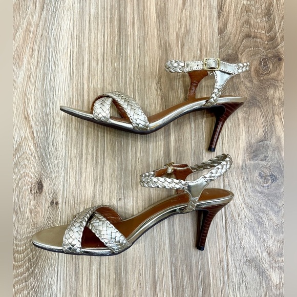 Ralph Lauren High Heel pewter Shoes / Sandals Size 6 B LNC - Picture 3 of 5